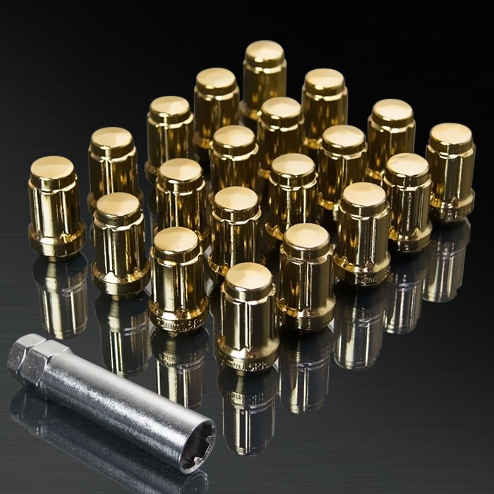 UPGR8 S-series M12X1.5MM 20 Pieces Gold Steel Closed Ended Lug Nuts with Key