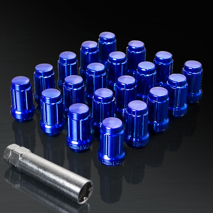 UPGR8 S-series M12X1.25MM 20 Pieces Blue Steel Closed Ended Lug Nuts with Key