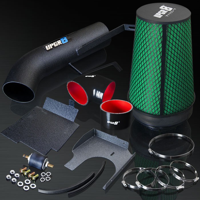 2001-2006 GMC Sierra 3500 6.0L V8 High Performance Black Cold Air Intake System Kit with Green Air Filter