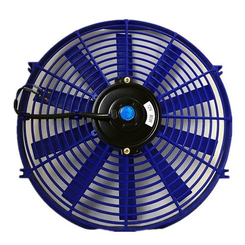 UPGR8 Universal High Performance 12V Slim Straight Blades Electric Cooling Radiator Fan With Fan Mounting Kit (14 Inch, Blue)