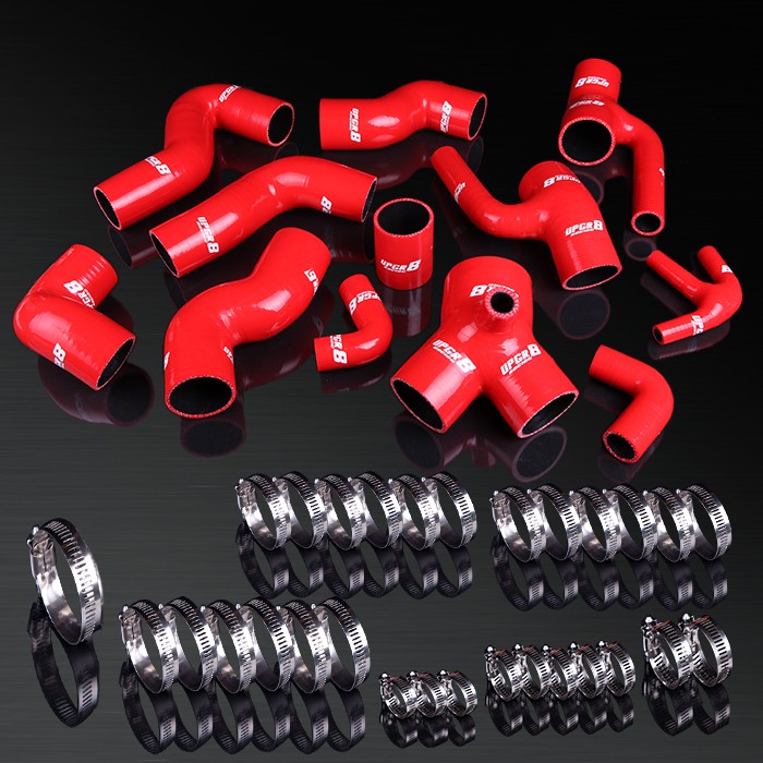 00-01 Audi RS4/97-02 S4 B5 2.7L/99-04 A6 C5 2.7L Bi-turbo High Performance 4-PLY Red Turbo Inlet Silicone Hose Kit