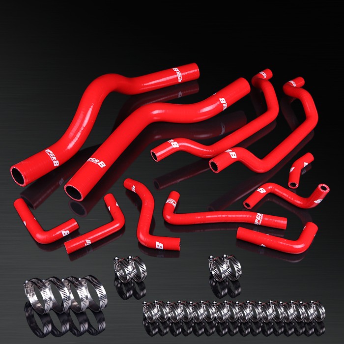 90-94 Eclipse/Talon/Laser 4G63T High Performance 4-PLY Red Radiator&Heater Silicone Hose Kit