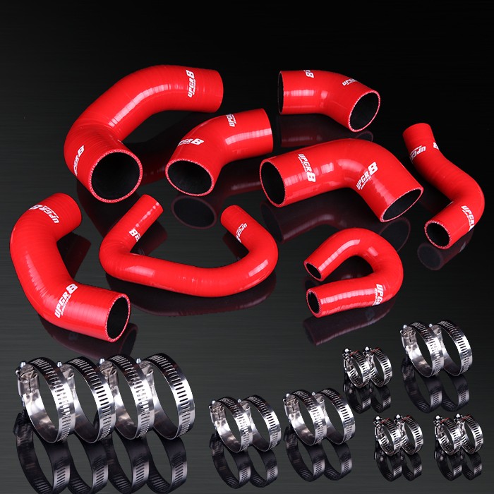 01-07 Mitsubishi Lancer EVO 7/8/9 CT9A 4G63T 2.0L Turbo High Performance 4-PLY Red Turbo&Heater Silicone Hose Kit