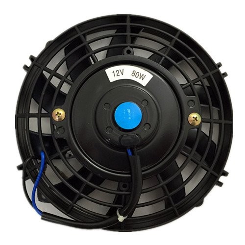Upgr8 Universal High Performance 12V Slim Electric Cooling Radiator Fan with Fan Mounting Kit 10 Inch, Blue 